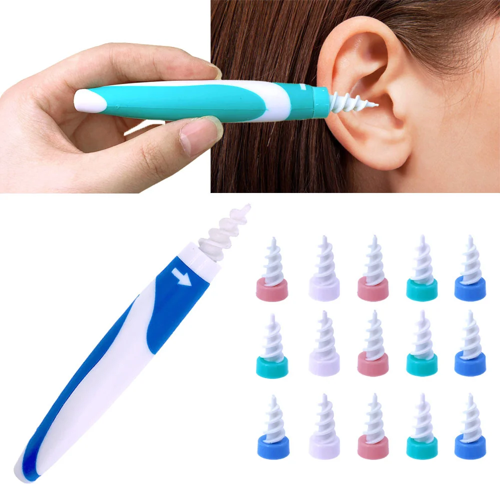 16pcs Ear Wax Cleaner Silicone Ear Spoon Set Silicone Spiral Ear Swab