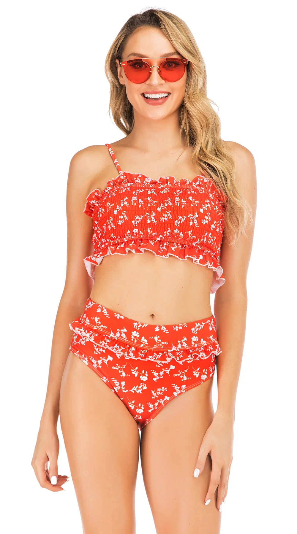 Maillot de bain avec soutien-gorge et culotte taille basse pour femme, maillot de bain de plage, ensemble deux pièces, résistant, taille Plus petite