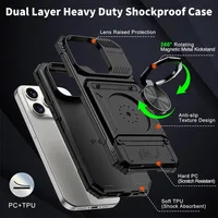 Case For iPhone 16 15 14 13 12 11 Pro Max XS XR 8 7 Plus Magnetic Rotated Ring Kickstand Heavy Duty Drop Protection Wallet Cover - Image 3