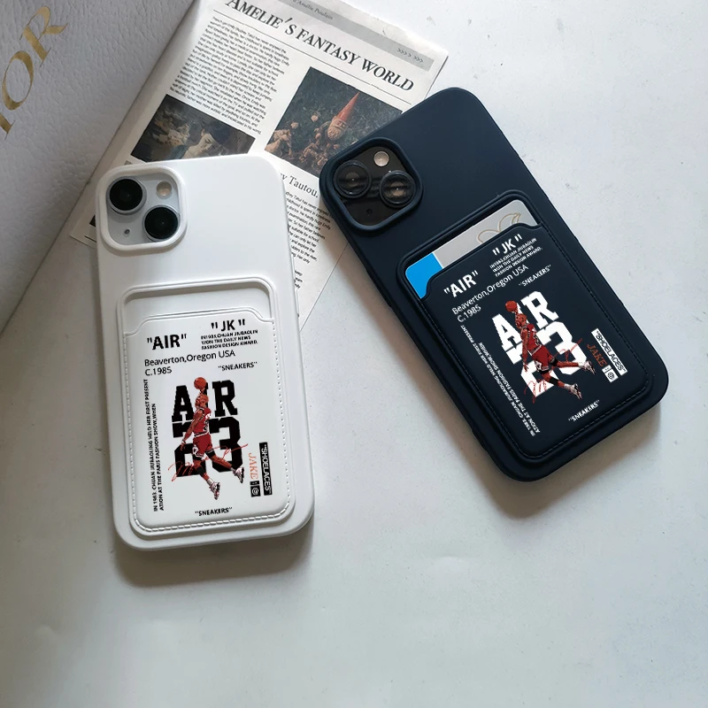 Off Air Sports Brand Sneaker Wallet Card Phone Case Per Iphone14Pro Max 11 12 13 15 Xr 7 8Plus 23 Basketball Star White Cover