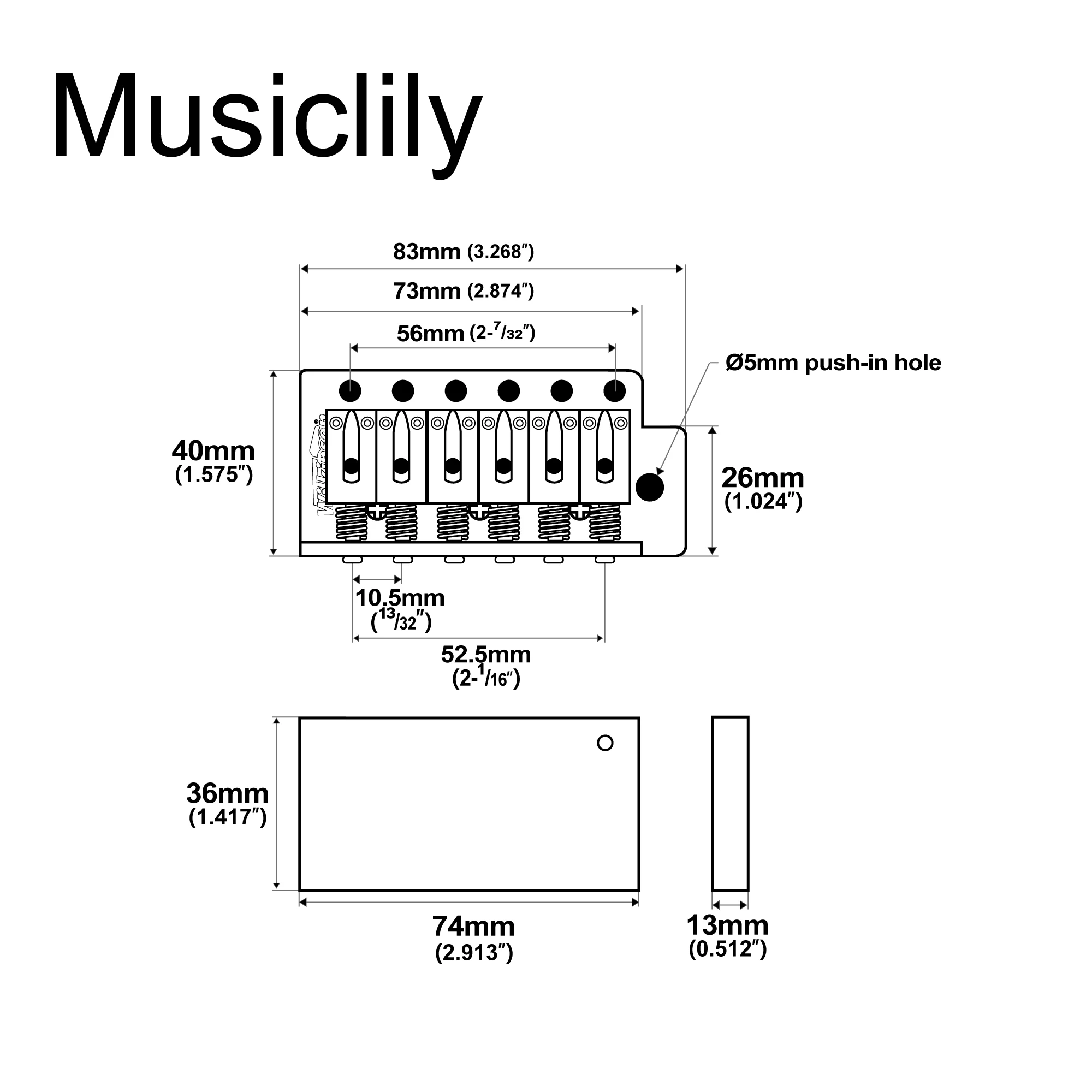 ウィルキンソン M シリーズ 52.5 ミリメートル弦間隔 6 ネジモダン