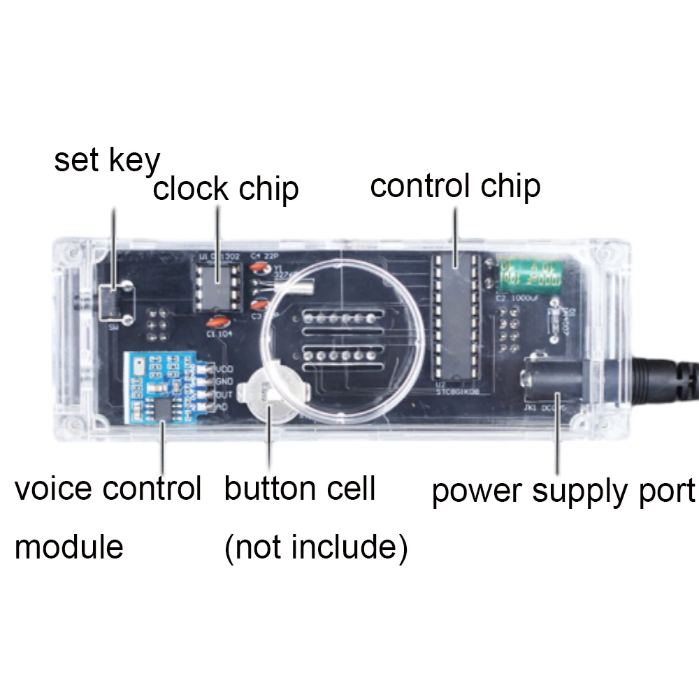 DC5V 0.28 Inch Colorful LED Rhythm Light Production Kit, Voice-activated Digital Clock, Electronic DIY Welding 6