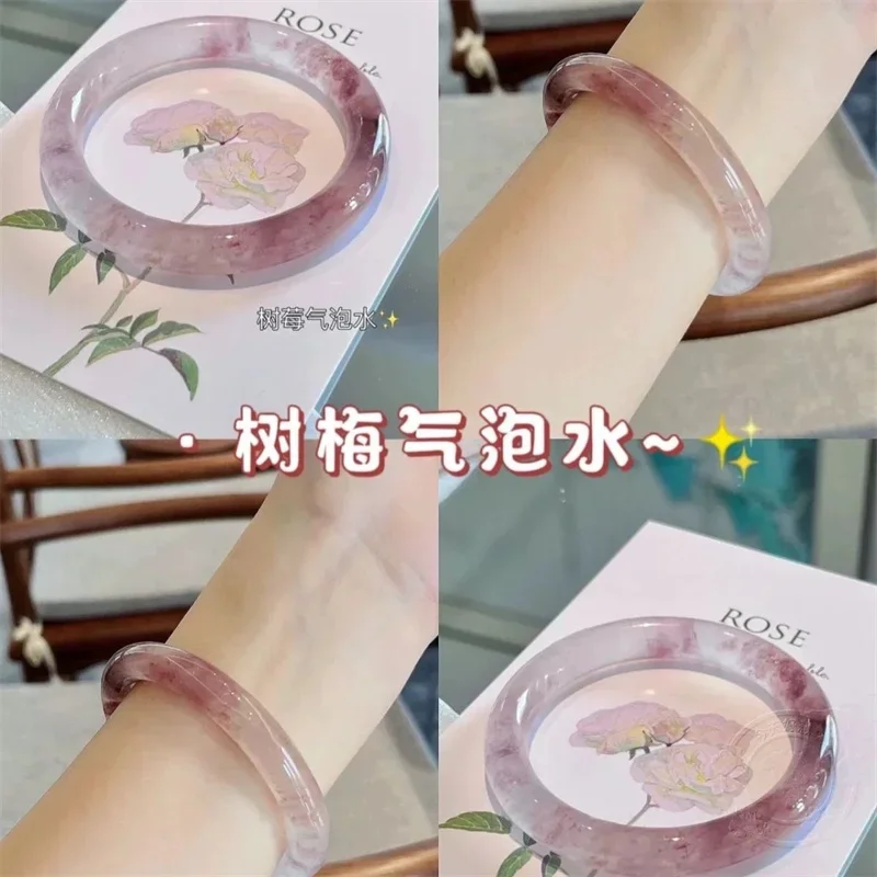 Guifei Round Strip Thick Glass Anti Jade Ice Penetrating Bangle Bracelet Ancient Palace Hanfu Jewelry Accessories bangle bracelet zirconia bangle