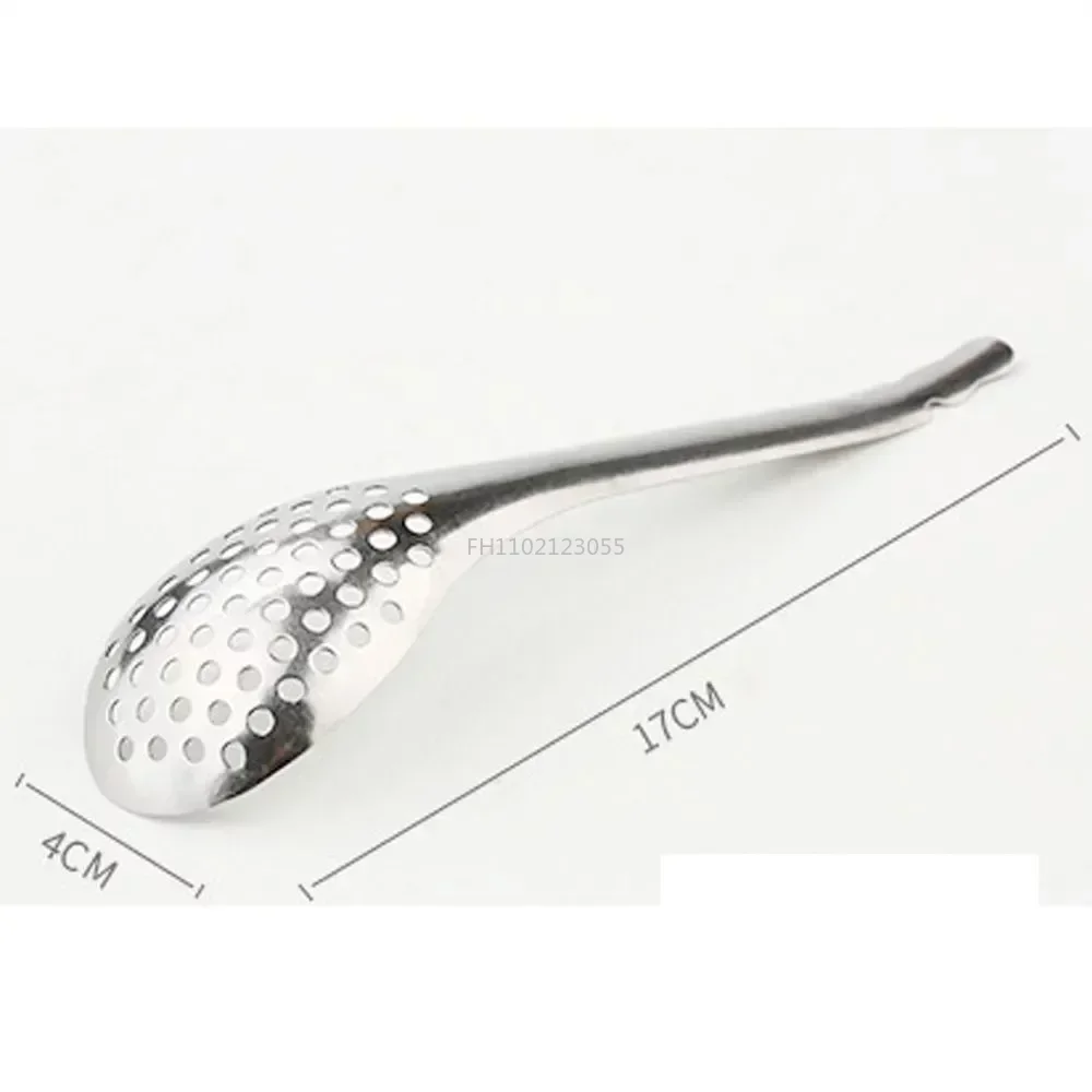 1Pc Caviar Spoon Hot Pot Spoon Filter Spoon with Long Handle Vintage Shovel Set Small Tea Spoons 56 Holes Kitchen Tools