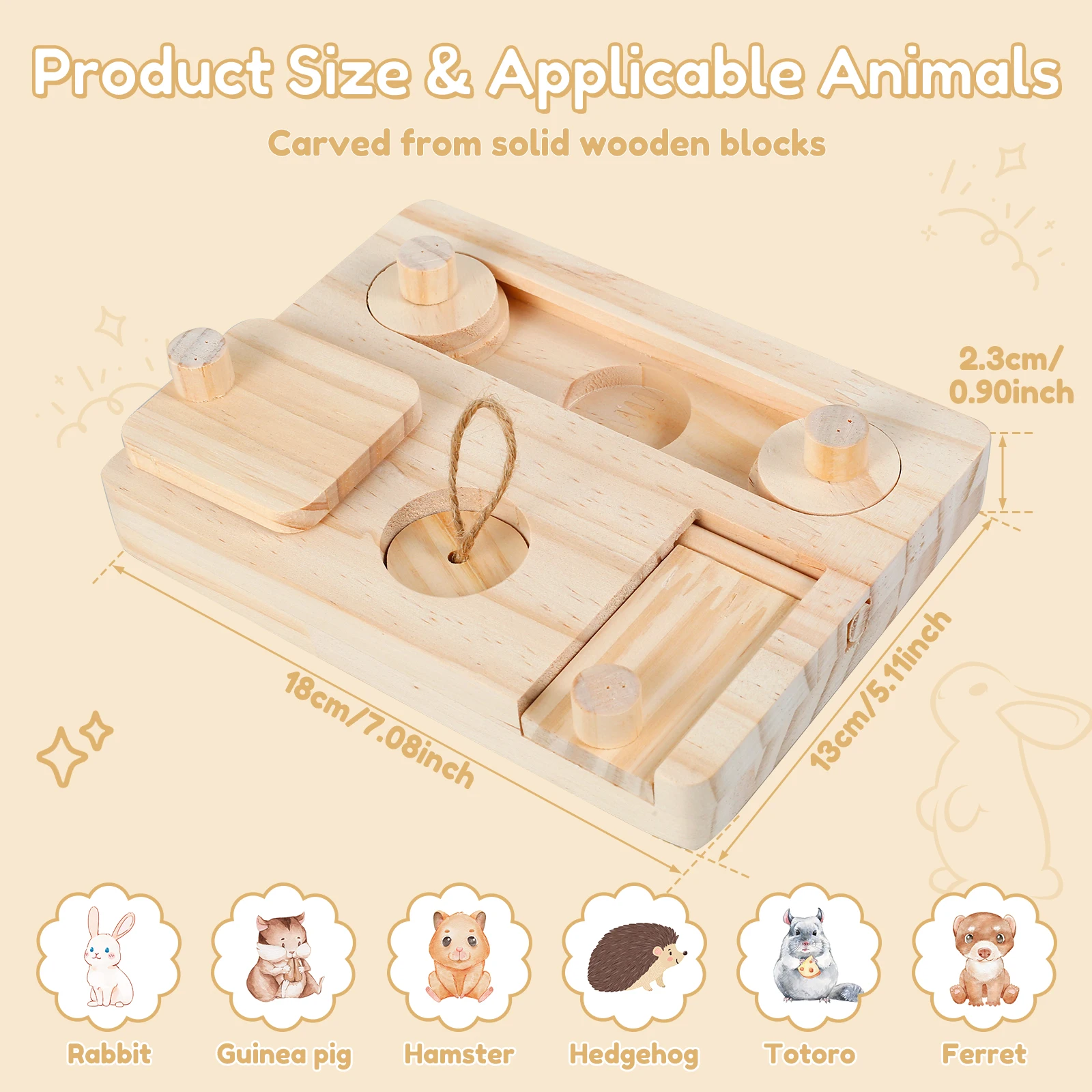 Wooden Interactive Puzzle Toy For Small Pets
