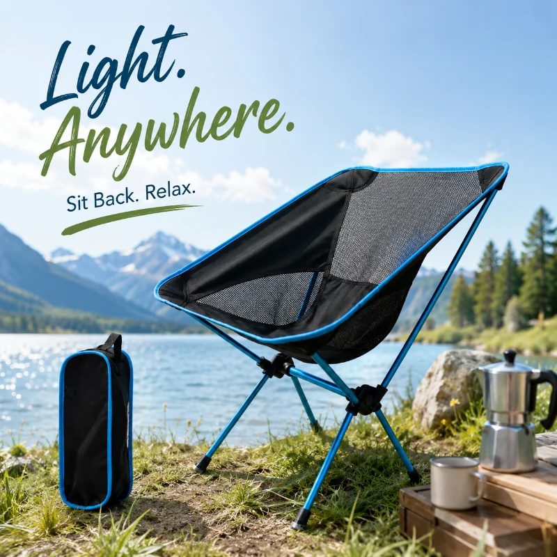 Abnehmbarer tragbarer Klappstuhl, ultraleichte und leichte Struktur, verlängerter Sitzstuhl für Outdoor-Camping, Angeln, Wandern, Grillen