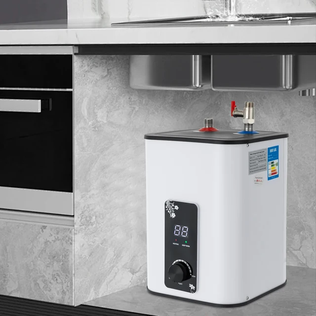 Mini chauffe-eau électrique de 1500 W, système d'eau chaude instantanée avec réservoir de 1,76 gallon pour cuisines, armoires, camping-cars, bars 1