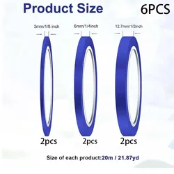 Versatile Blue Fine Line Masking Tape Set - 3 Rolls (3/6/12 mm) (6 3 Rolls of Blue)