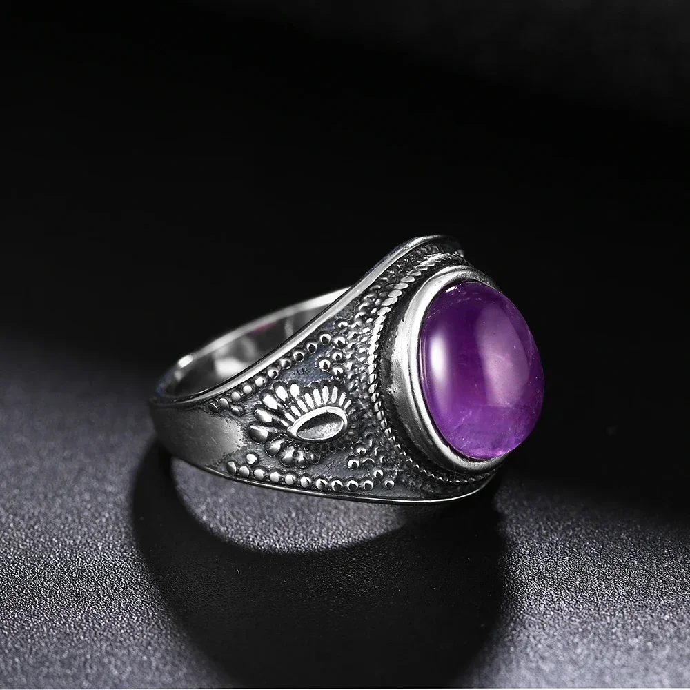 Natural Amethyst silver rings silver ring wedding rings Jewelry Rings For Women Party Wedding Anniversary Engagement Gifts Party Fine Jewelry