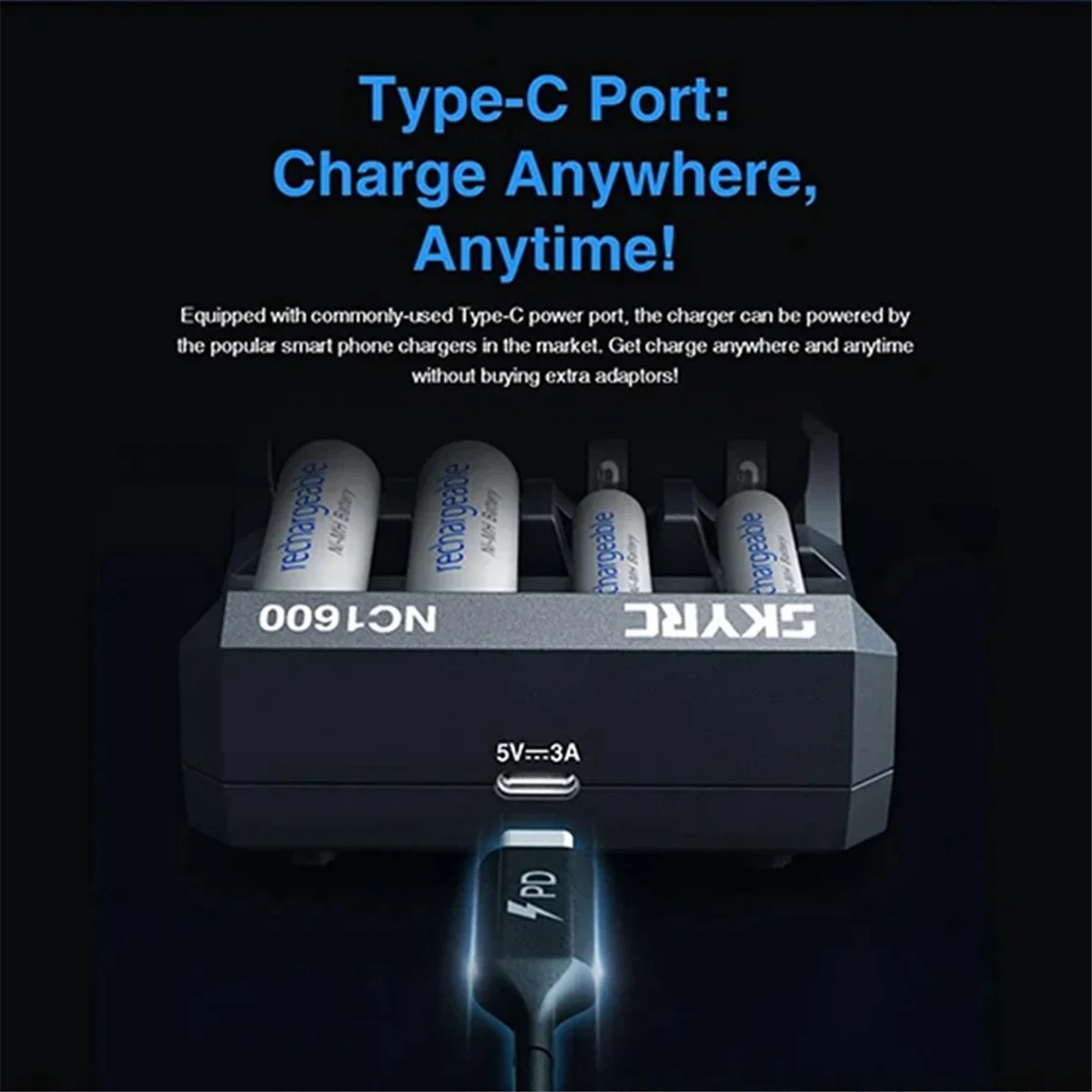 B-M SKYRC NC1600 Battery Charger AA/AAA NiMH NiCr Battery Charger Analyzer Portable Utility