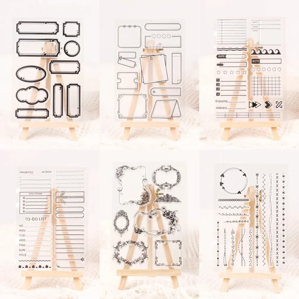 Vintage Text Border Series Clear Silicone Stamp Scrapbooking Handbook DIY Diary Material Decoration Collage Stamp Craft Supplies