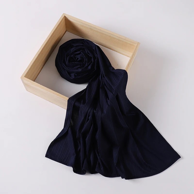 Ribbed Jersey Crepe Hijab Scarf - Soft Islamic Shawl and Headwrap