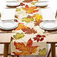 Fall Maple Leaves Linen Table Runners Party Decor Autumn Thanksgiving Harvest Dresser Scarf Holiday Kitchen Dining Table Decor 4