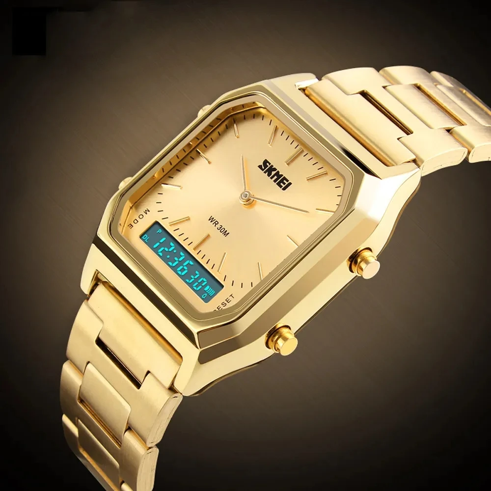 

SKMEI New Man Sport Watches Fashion Casual Quartz Wristwatches Digital Chronograph Back Light Waterproof Watch Dual Time 1220
