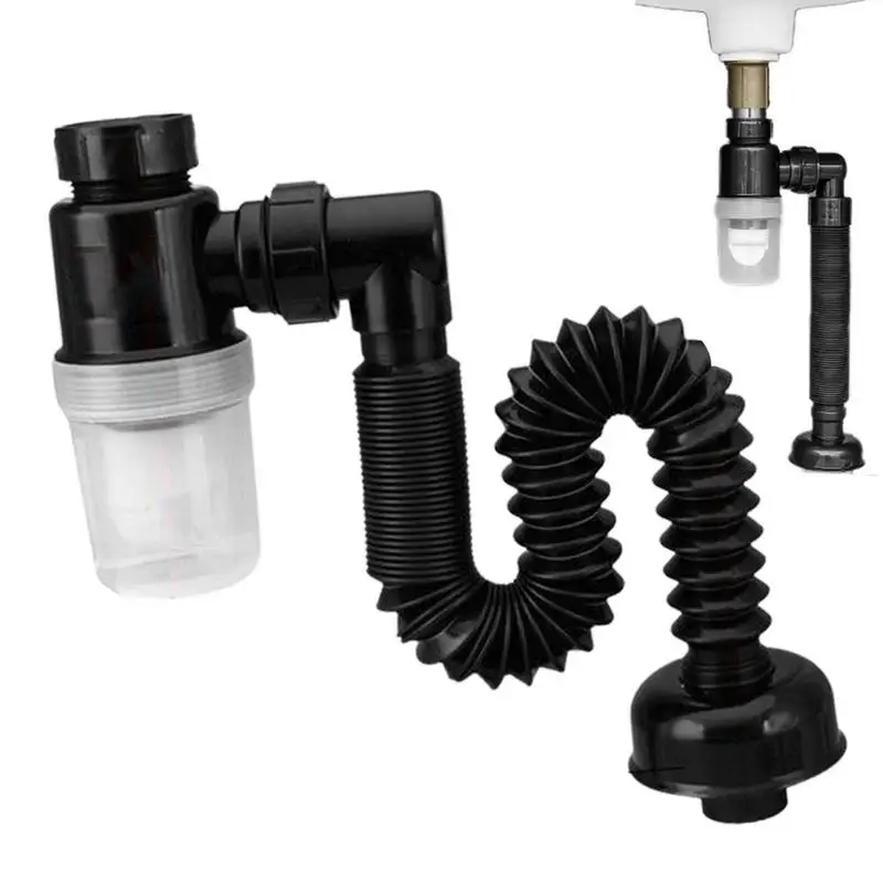 Kitchen Sink Drain Pipe Flexible Stretchable Deodorant Drainage Water Hose Wash Basin Drainer Bathroom Connector Bathroom Hose trap connector kitchen syphon flexible free telescopic good toughness hand tighten to install it no need tools