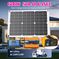 Kit de panneaux solaires 600W, onduleur de puissance 6000W, contrôleur de charge solaire 100A, système d'énergie solaire hors réseau pour la maison, DC12V vers AC220V 1