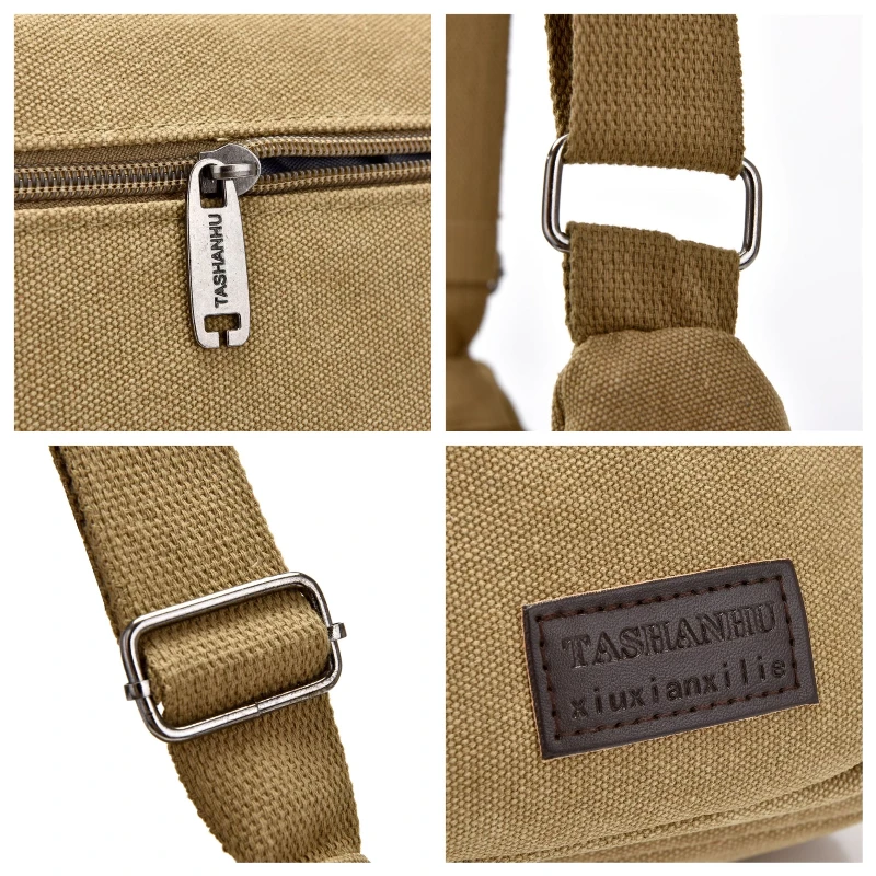 Men's Luxury Canvas Sling Bag – Casual Crossbody Travel Messenger with Multi Pockets and Large Capacity