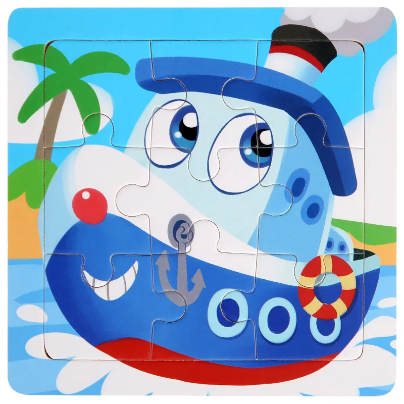 Children's Educational Wooden 3D Puzzle - Cartoon Animal & Traffic Themed