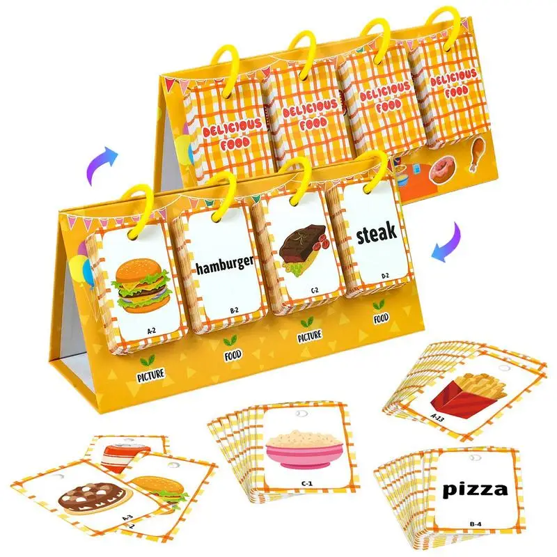 Learning Flash Cards Food Recognition Preschool Toys Cognitive Toy For Toddler Learning Double Sides Cards For Language