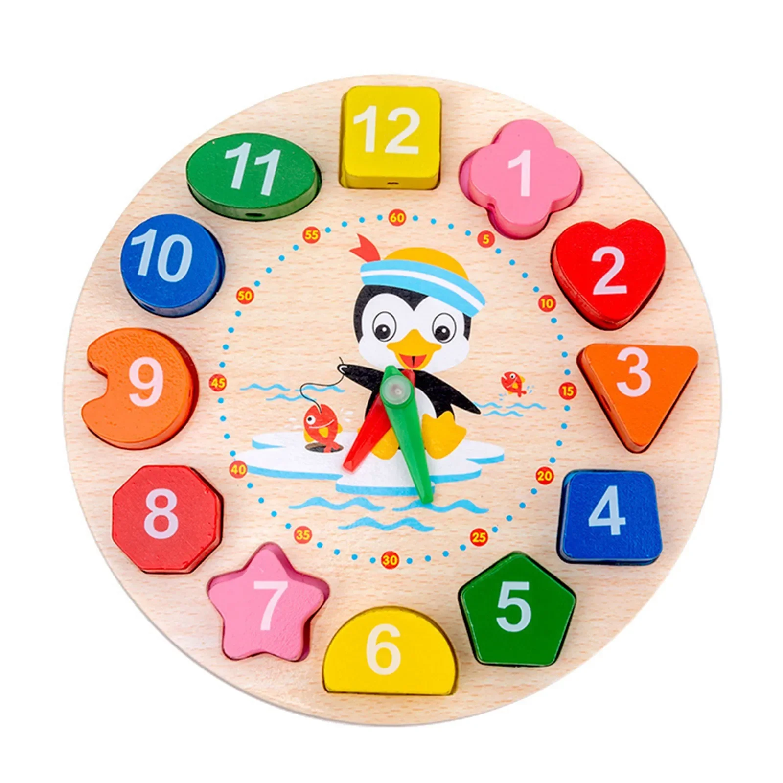 Kids Wooden Shape Color Sorting Clock Early Learning Educational Toy Addition Math Facts Games Board Games for Toddlers Gift 3