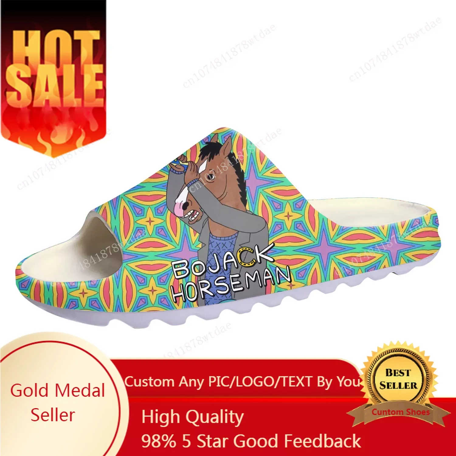 

Horse Man Soft Sole Sllipers Men Women Teenager Home Clogs BoJack Anime Cartoon Step In Water Shoe On Shit Customize Sandals