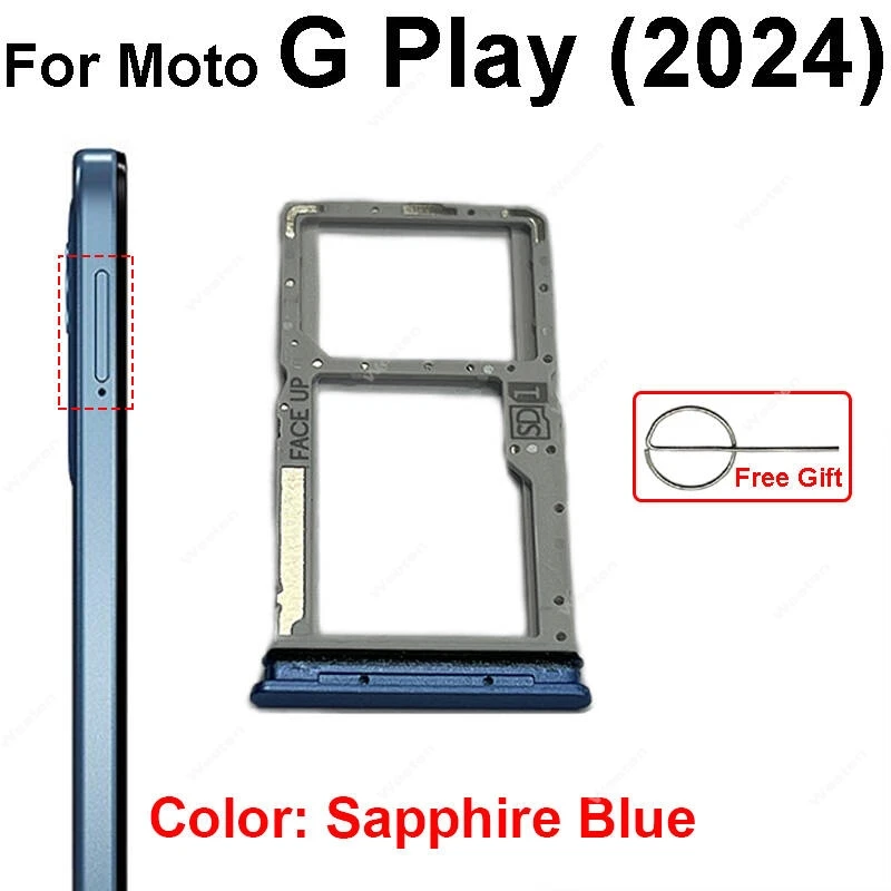 Support Carte SIM (SIM Tray) Pour Motorola Moto G22 - Couleur Bleu Iceberg, Neuf