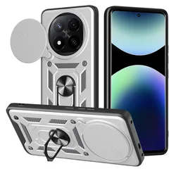Enhanced Magnetic Smartphone Case with Slide Camera Lens Protector - Redmi Note 14 5G (Silver)