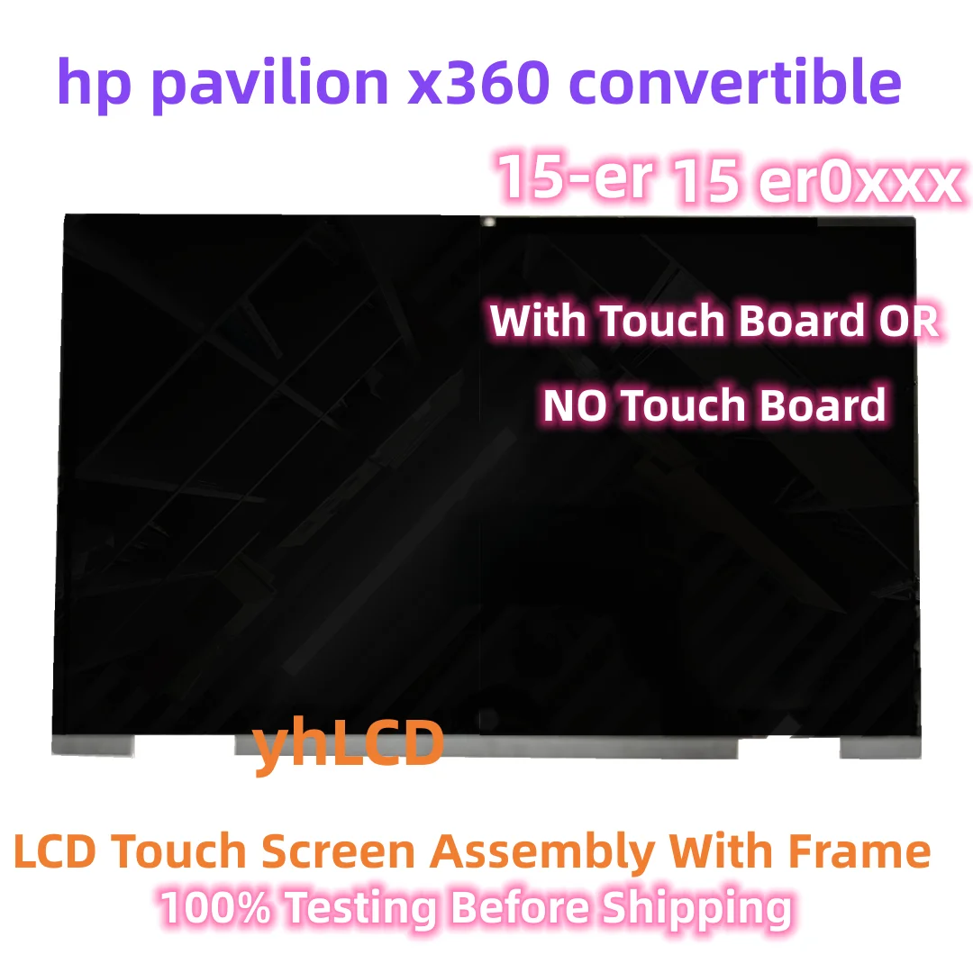 FTDLCD® 15,6 Zoll FHD LED LCD Touchscreen Digitizer IPS Display Assembly für HP Pavilion x360 Convertible 15-er0200ng 15-er0203ng 15-er0210ng mit Rahmen