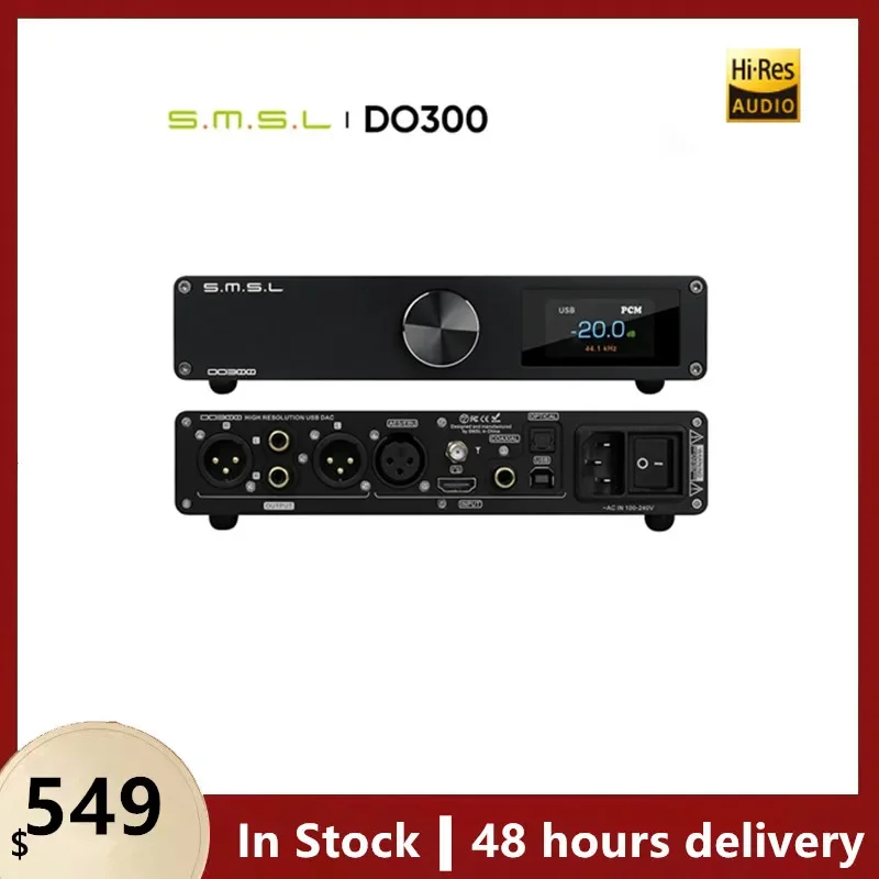 Smsl Do300 Audio Dac Es9039Mspro Do300 Mqa Cd Decoder Xmos Xu316 Dsd512 32Bit 768Khz Bluetooth 5.1 Ldac Xlr I2S + Telecomando