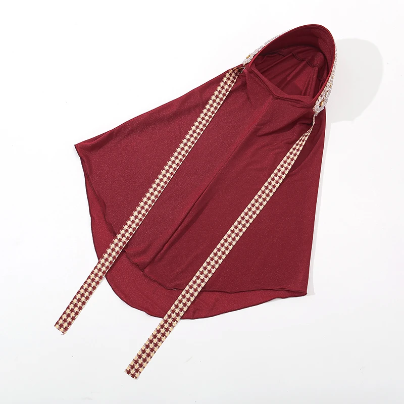 Tie Front Instant Muslim Woman Hijab Handmade Rhinestone Head Cover Hemp Caps Sports Pinless Woman's Turban Easy to Wear Scarves