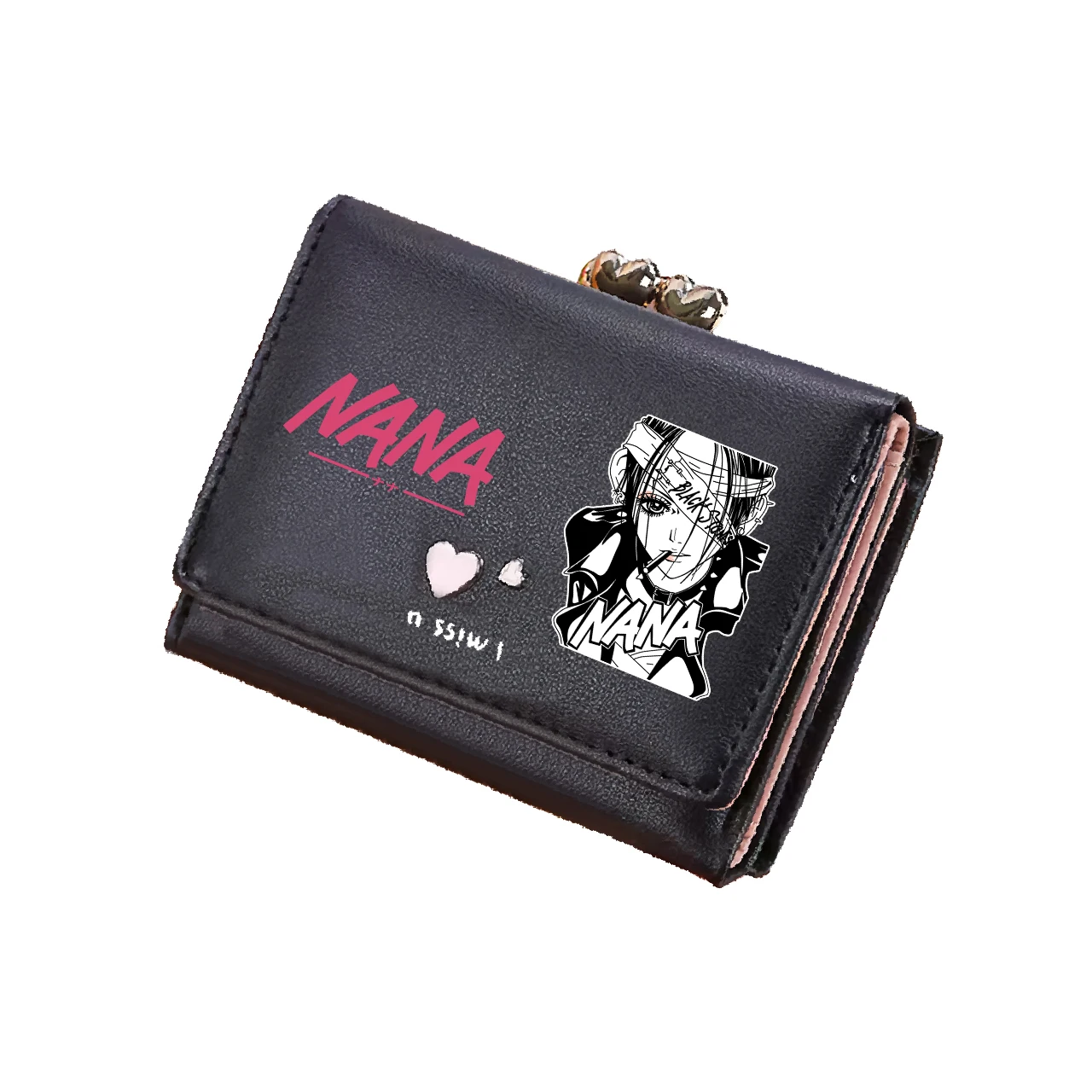 ナナアニメショートコイン財布女の子ピンク ID カードホルダー素敵な