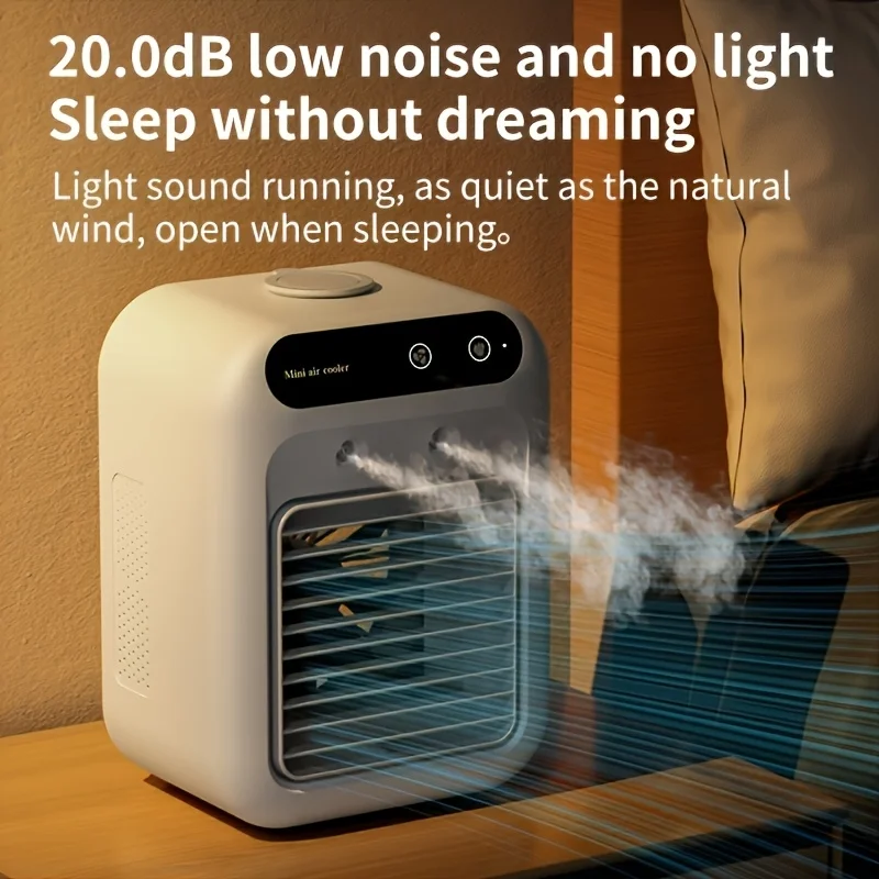 USB Dual Spray Mini Portable Air Cooler Fan Evaporative Air Conditioner Humidifier 20dB Quiet Desktop Cooling Fan for Home 1