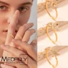 MEDFOLY Size 6-9 1.5mm Stainless Steel Rings for Women 14k Gold Plated Anti-allergy Butterfly Heart Letter CZ Rings Jewelry Gift 1