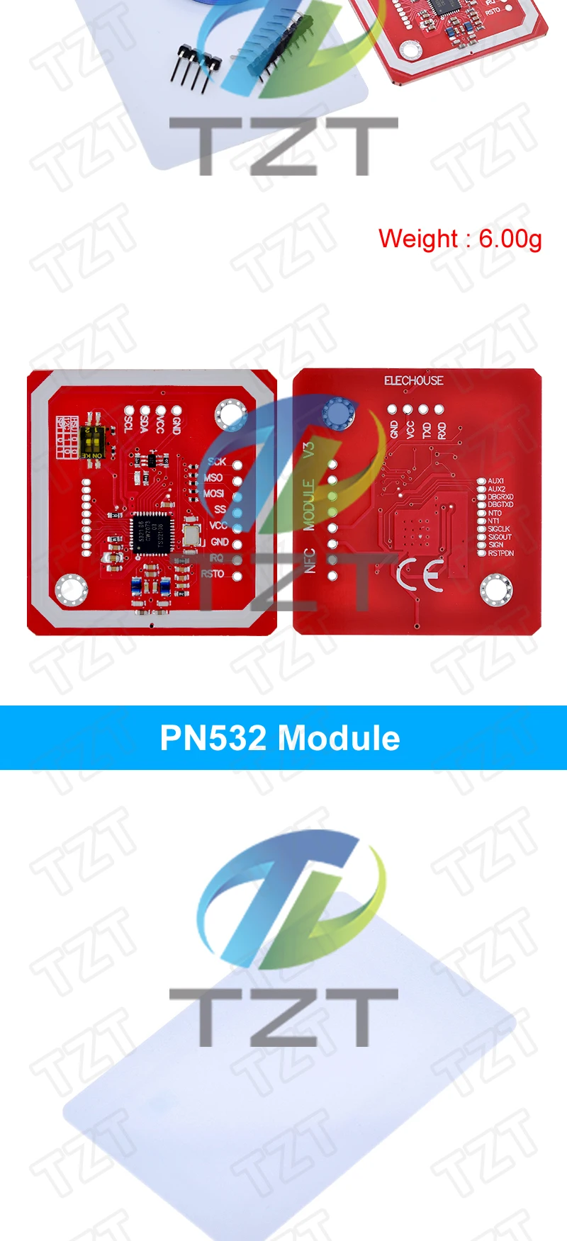 DIYTZT 1/3PCS PN532 NFC RFID Drahtlose Modul V3 Benutzer Kits Reader Writer Modus IC S50 Karte PCB Attenne i2C IIC SPI HSU Für Arduino – Detail 5