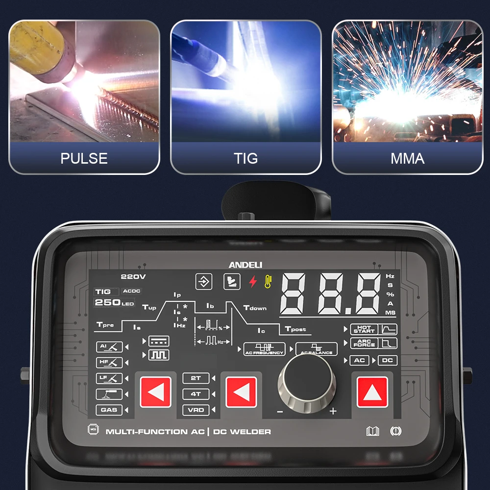 ANDELI 220V AC DC TIG Welder TIG-250PE TIG Welding Machine MMA Pulse Aluminum Welding Aluminum Welder Spot Welding 2