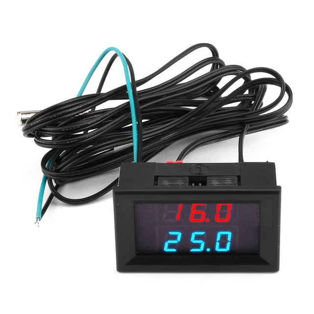 LED Dual Display Digital Thermometer DC 4-28V Temperature Meter NTC Waterproof Probe Temperature Sensor For Car Refrigerator 2