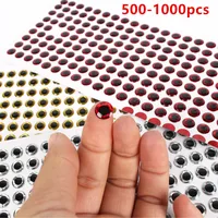 500/1000PCS Fishing Lure Eye 3D Lifelike Realistic Artificial Holographic Fake Eyes 3/4/5/6/7/8/9/10/11/12mm for Fly Tying Lures 1