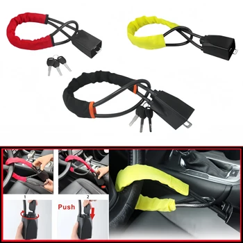 Car Steering Wheel Lock Anti-theft Steel Cable Security Device Universal Fit for Vehicles Prevent Theft Use Durable Protection 1