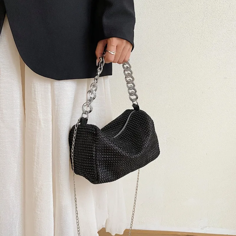 Fashionable Women's Tote Bag, Chic Banquet Bag, Stylish Bright Diamond Crossbody Bag Fashionable Shiny Diamond Handbag Cross Bag