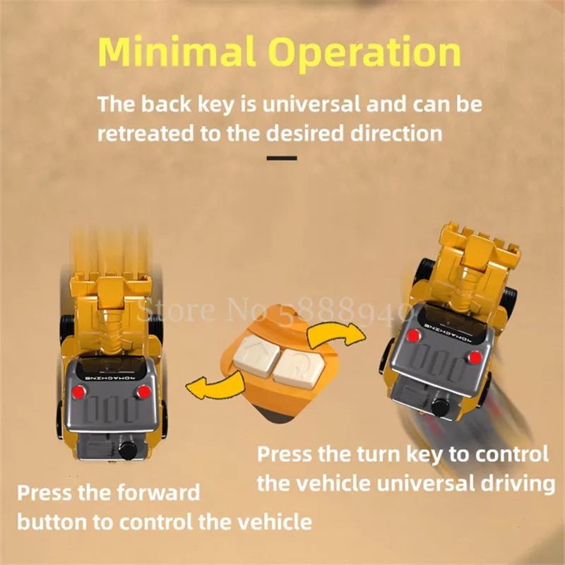 MINI Pocket Size Wrist Watch RC Car 2.4G Long  Endurance Engineer Material Cool Taillight Wireless Remote Car Excavator Kids Toy 6