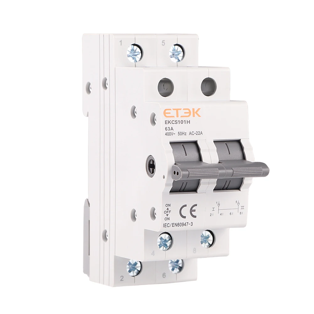 ETEK Din Rail MTS Dual Power Manual Transfer Switch Modular Changeover Switch Interlock Circuit Breaker 1P 2P 4P 40A 230V EKCS101