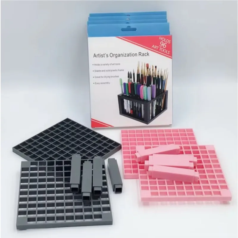 Create Pencil&Brush Holder Organizer Detachable 96 Hole Pencil Holder For Desk Pens Paint Brushes Colored Pencils Markers