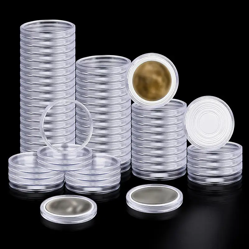 30mm transparent coin cases coins storage capsules protection box container holder coin collecting box case 100pcs coin wallet