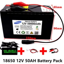 

12V 50Ah 50000mAh 18650 lithium battery pack built-in high current 30A BMS for sprayers, electric vehicle batterie+12.6V Charger