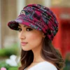 Floral Print Peaked Cap Woman Comfortable and Soft Ear Protection  Winter Hat Warm and Foldable Ethnic Style Short Brimmed Hat 4