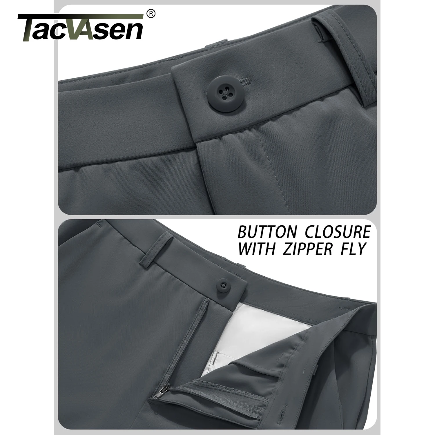 TACVASEN Golf Pants Men Stretch Lightweight Quick Dry Work Pants Waterproof Flat Front Dress Pants with 5 Pockets 30"/32"/34" 4