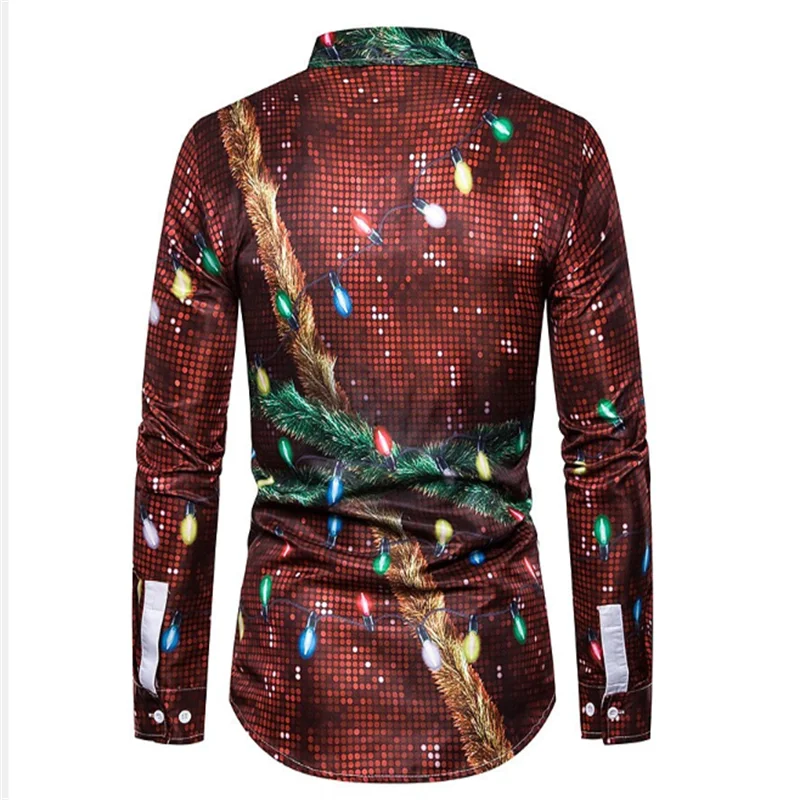 Christmas Gift Men's Shirt Suit Pattern 3D Printing Christmas Street Long Sleeve Button Lapel Clothing Fashion Design 6XL