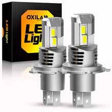 OXILAM-22000LM 120W H4 LED Hi/Lo 빔 Canbus 9003 HB2 헤드라이트 6500K 12V 터보 LED H4 2023 전조등 전구, 미니 에러프리, 2 개