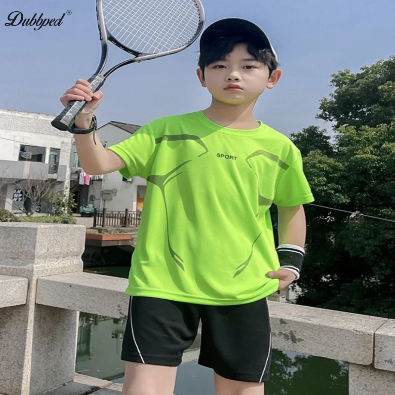 

Dubbped Summer Kid's Athleisure Boy's Short Sleeve Basketball Training Fitness Running Loose Breathable Large Size T-shirt