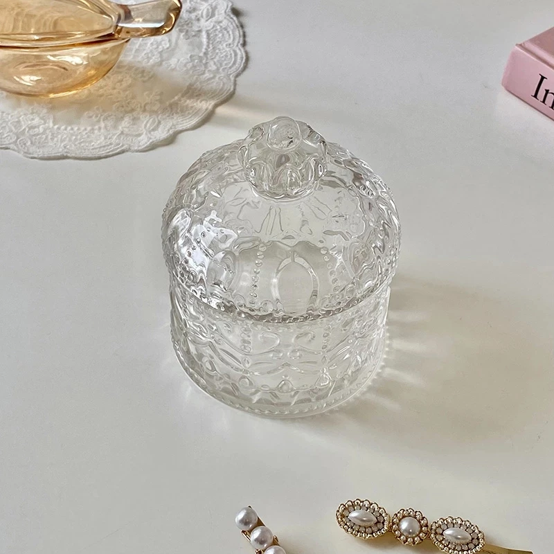 Love Heart Shape Crystal Glass Candy Jar, Dried Fruit Plate, Sugar Bowl, Jewelry Box with Lid, Living Room 4